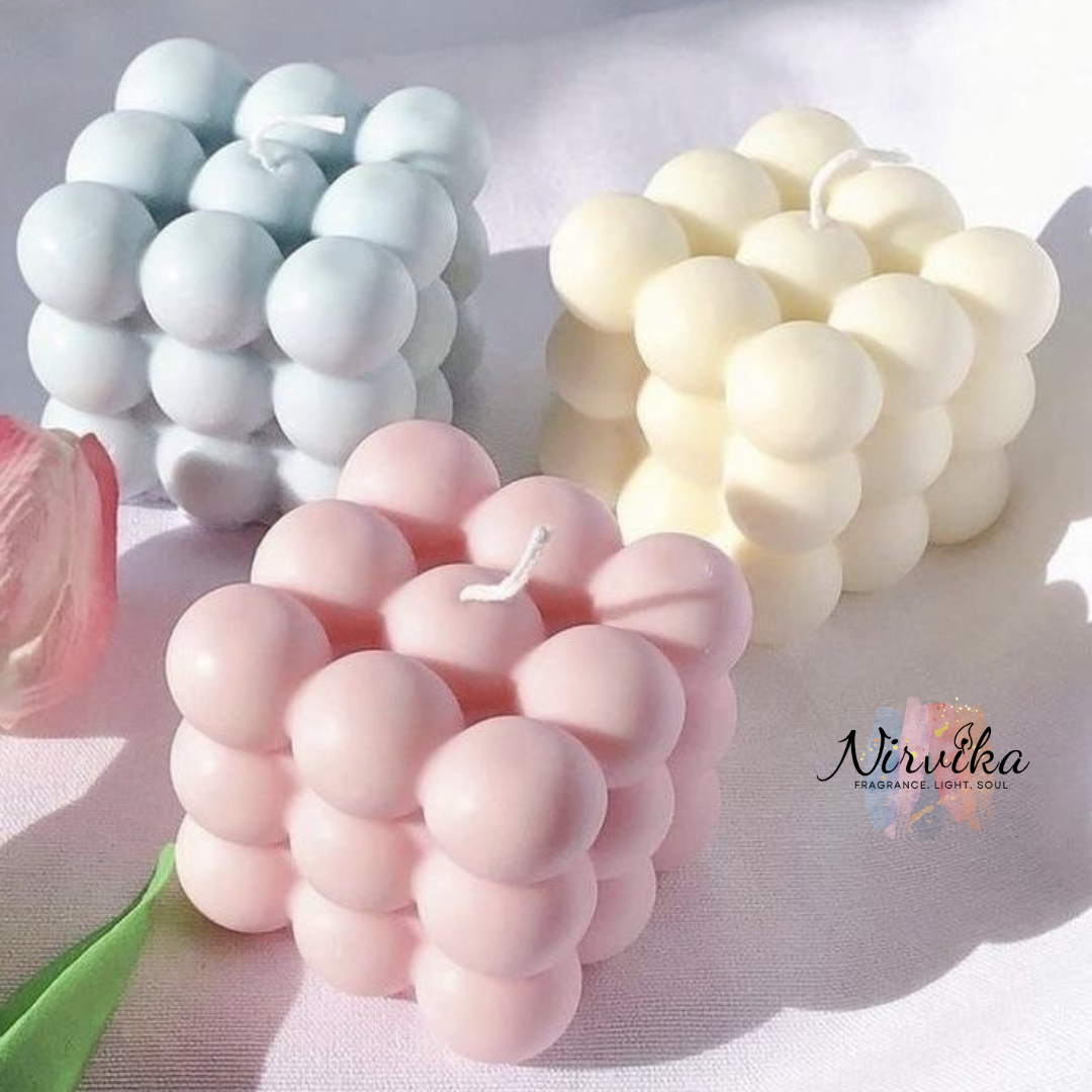 Nirvika Bubble Cube Scented Candle Collection | Aesthetic Decorative Aroma Candles for Home Décor, Meditation, Relaxation & Gifting
