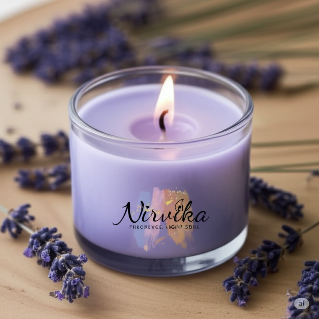 Nirvika Relaxing Lavender Scented Candle | Aromatherapy Candle for Stress Relief, Meditation, Sleep & Home Décor