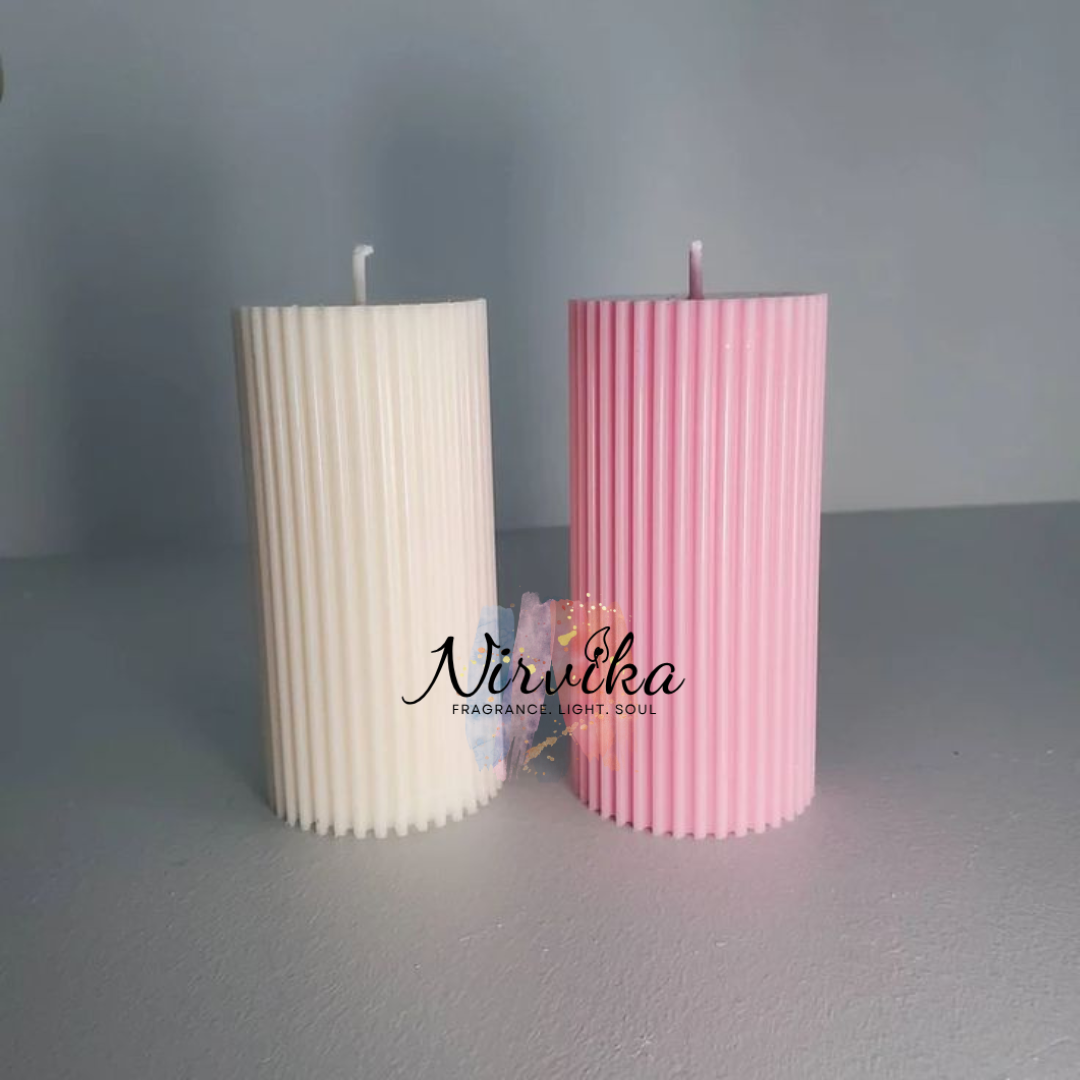 Nirvika Fluted Pillar Scented Candle Collection | Luxury Decorative Aroma Candles for Home Décor, Aromatherapy, Meditation & Gifting