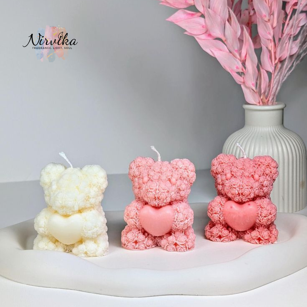 Nirvika Mini Teddy Scented Candle | Cute Decorative Aroma Candle for Home Décor, Relaxation, Baby Showers & Gifting