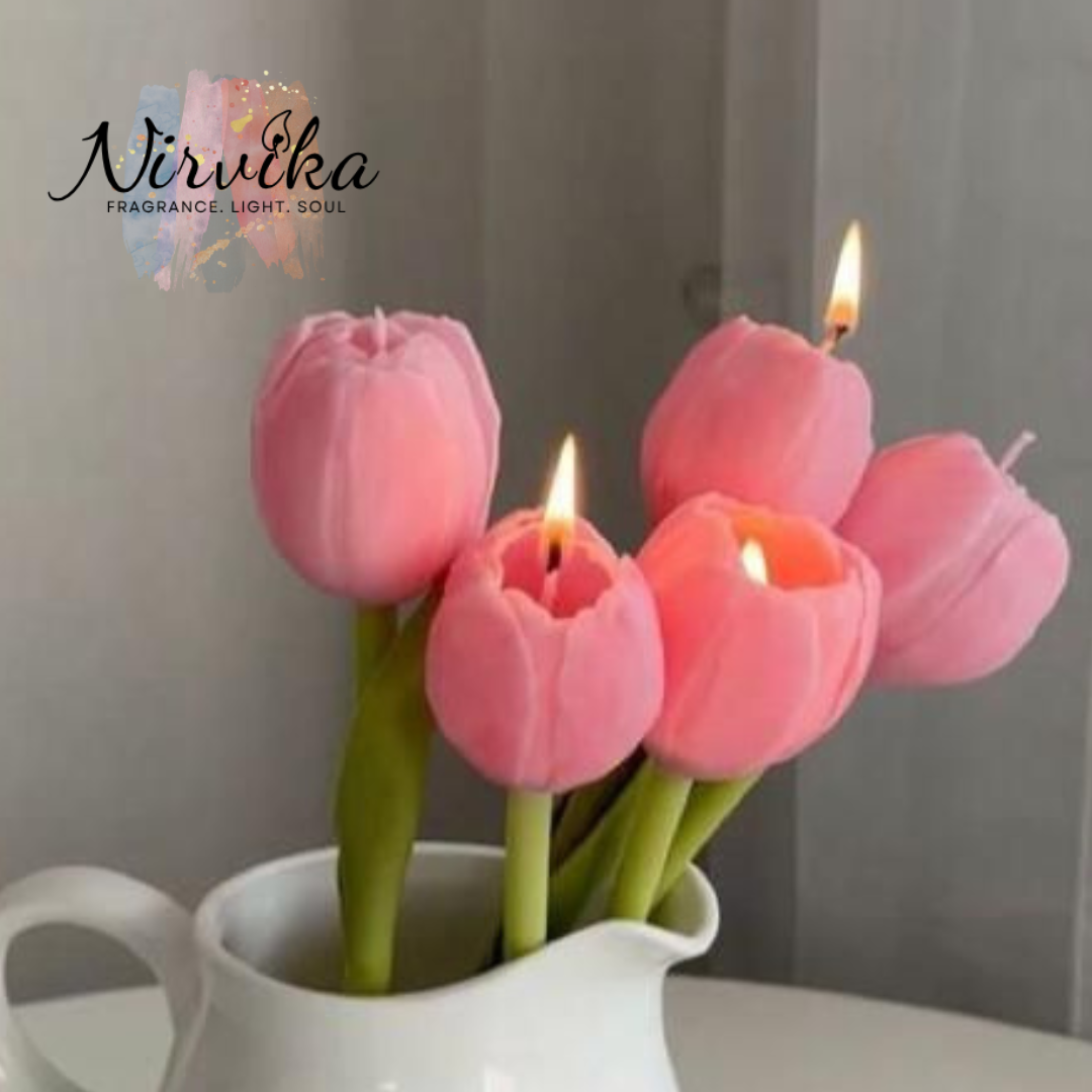 Nirvika Tulip Bloom Scented Candle Bouquet | Luxury Decorative Floral Aroma Candles for Home Décor, Aromatherapy, Relaxation & Gifting