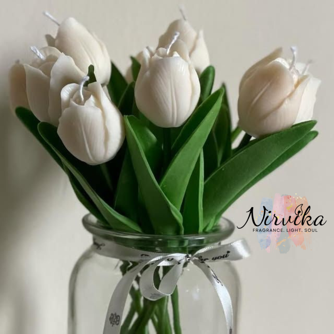 Nirvika Tulip Bloom Scented Candle Bouquet | Luxury Decorative Floral Aroma Candles for Home Décor, Aromatherapy, Relaxation & Gifting