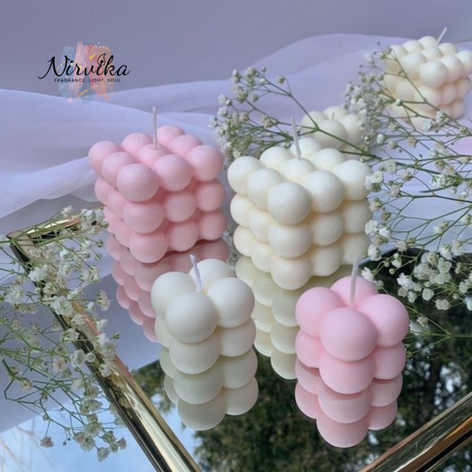 Nirvika Bubble Cube Scented Candle Collection | Aesthetic Decorative Aroma Candles for Home Décor, Meditation, Relaxation & Gifting