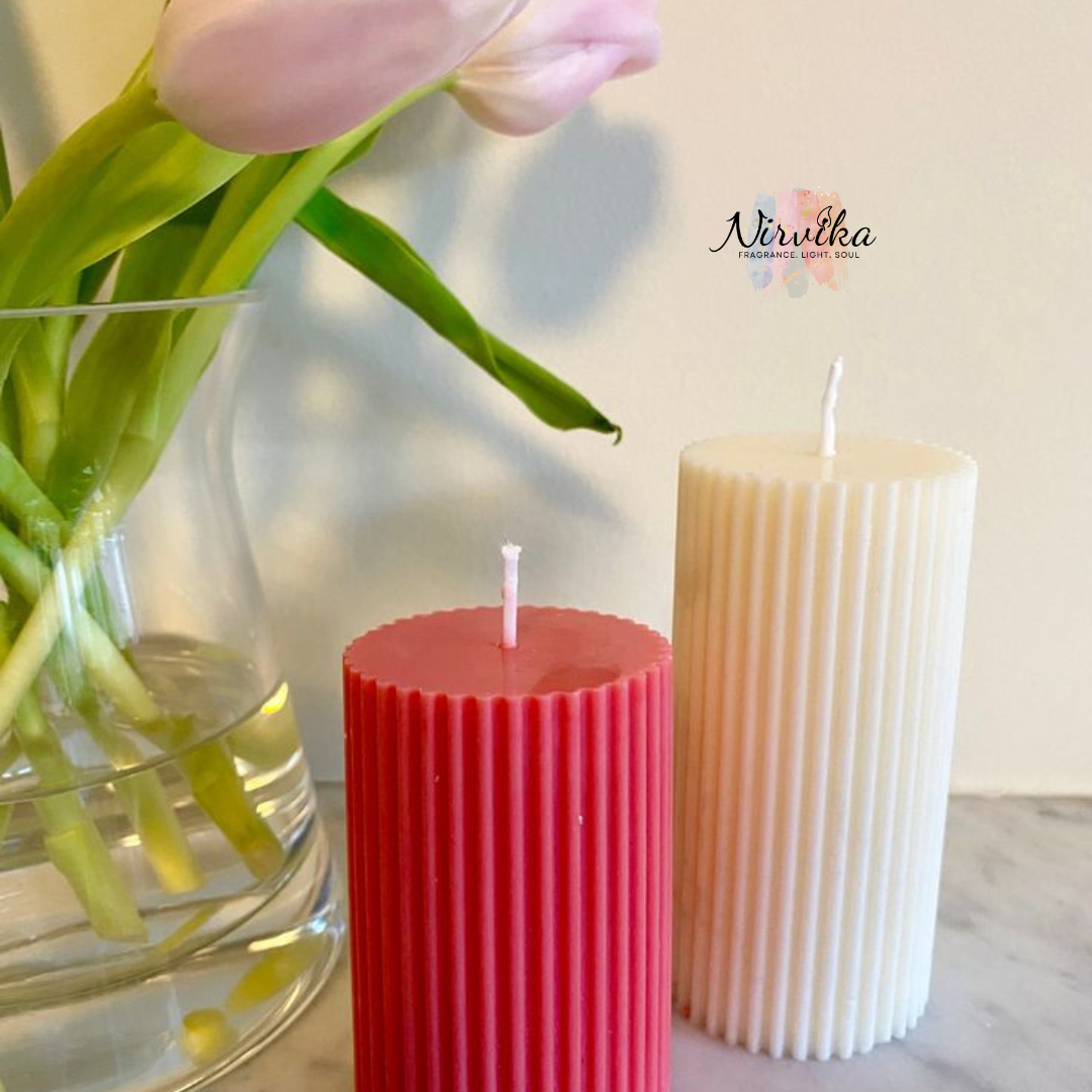 Nirvika Fluted Pillar Scented Candle Collection | Luxury Decorative Aroma Candles for Home Décor, Aromatherapy, Meditation & Gifting