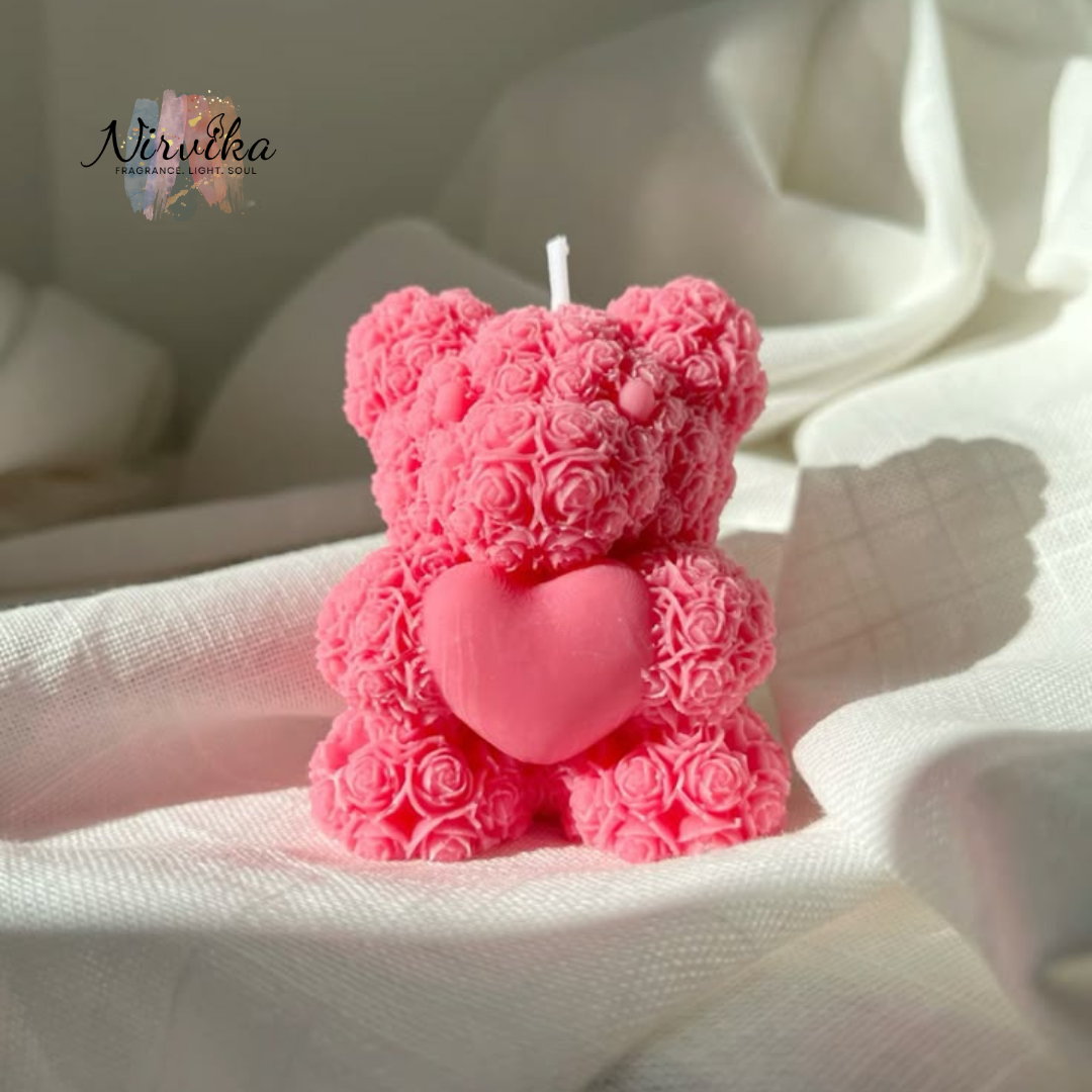 Nirvika Mini Teddy Scented Candle | Cute Decorative Aroma Candle for Home Décor, Relaxation, Baby Showers & Gifting