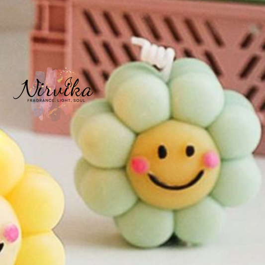 Nirvika Smiley Flower Soy Wax Scented Candles 4 pieces | Hand-Poured Eco-Friendly Aroma Candles for Home Décor, Relaxation, Meditation & Gifting